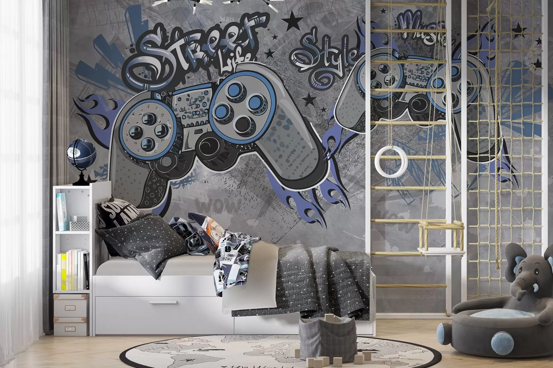 carta da parati Console in stile street art sul muro grunge nr. w04054