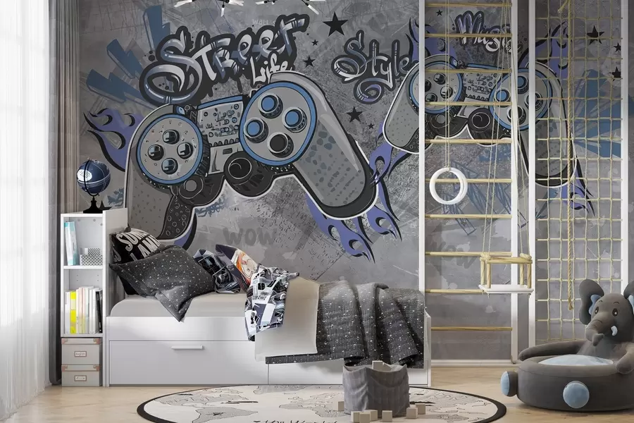 carta da parati Console in stile street art sul muro grunge nr. w04054