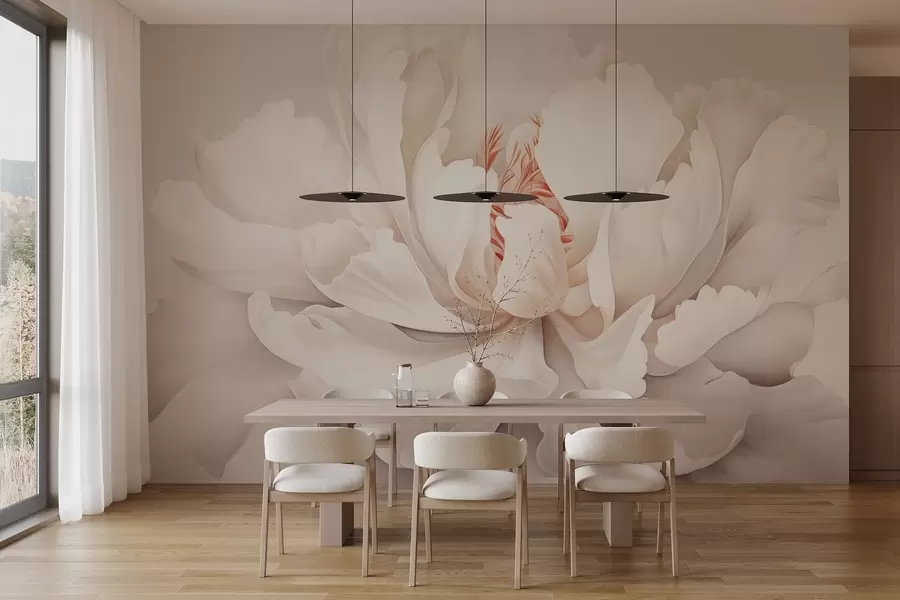 Carta da parati Fiori grandi Bocciolo di peonia in fiore dai colori pastello n. w04061