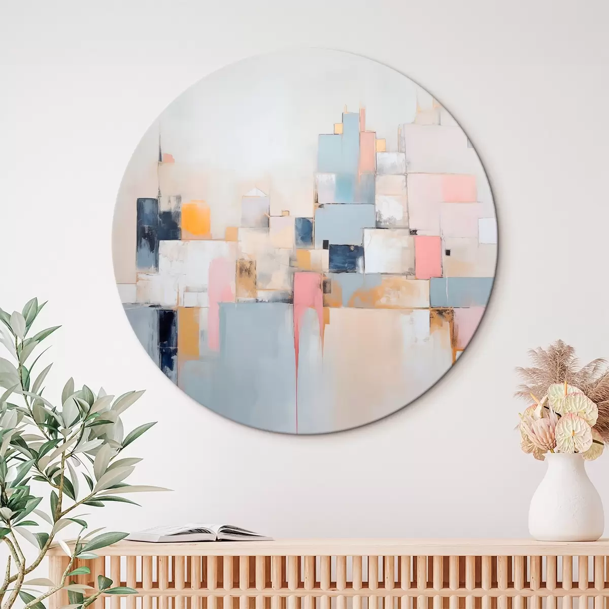 Quadri rotondi Pittura astratta di imitazione della città r44638