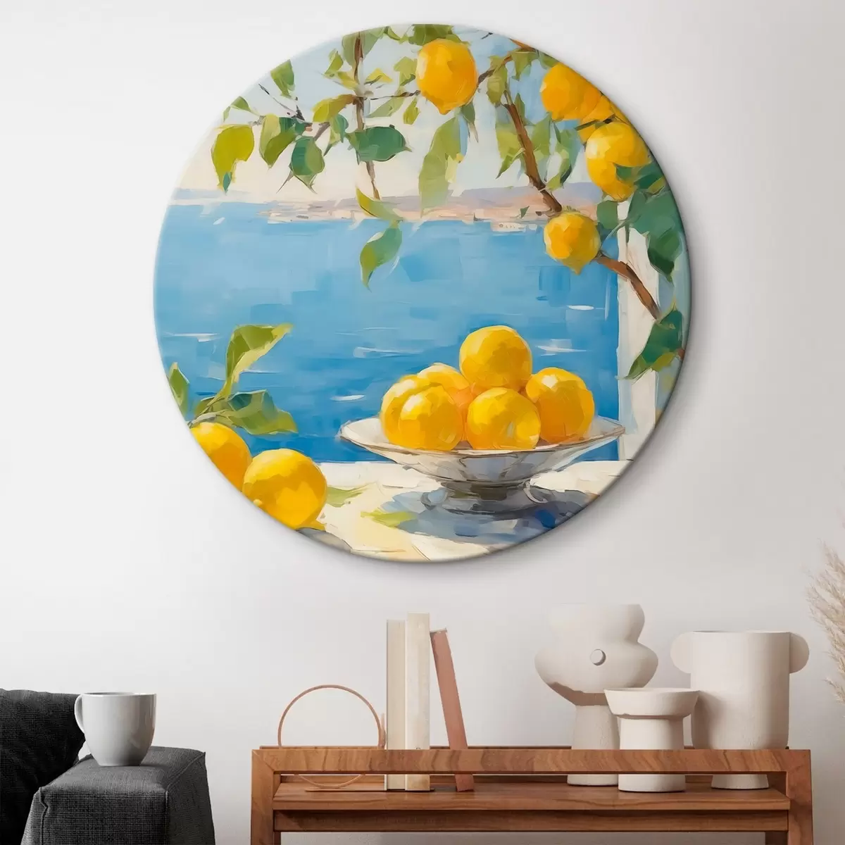 Quadri rotondi Limoni contro il mare r44649