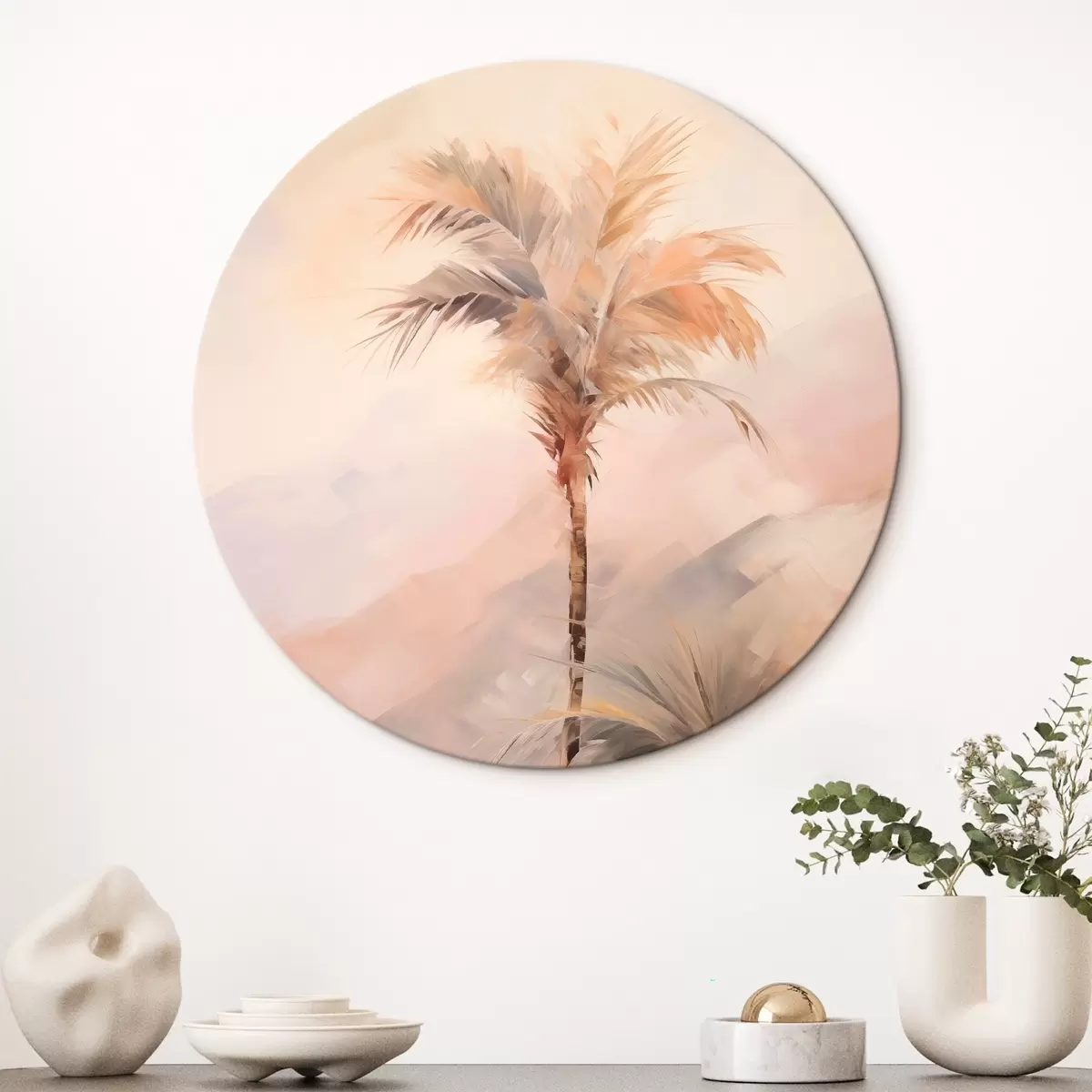 Quadri rotondi Imitazione di palme in pittura r44650