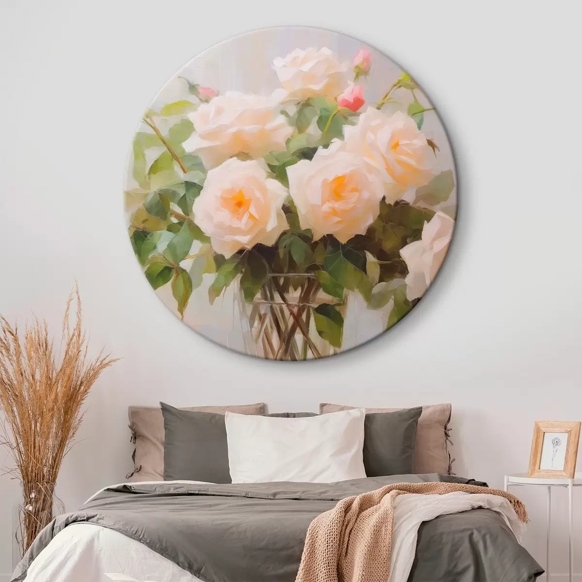 Quadri rotondi Bouquet di rose in vaso r44652