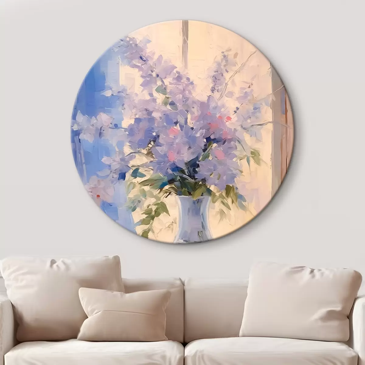 Quadri rotondi Fiori delicati in un vaso vicino alla finestra r44653