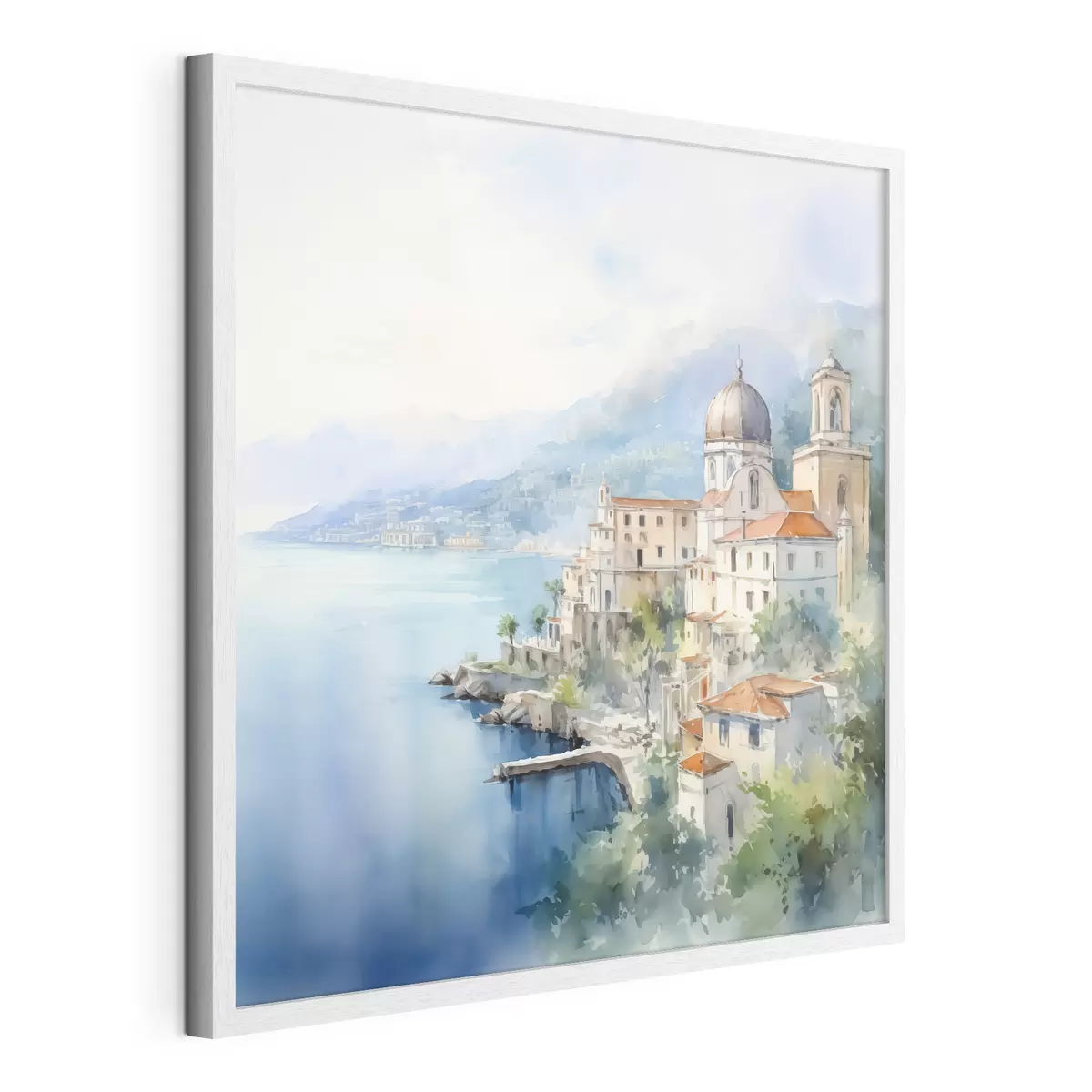 Poster Città sul mare imitazione dell'acquerello f44635