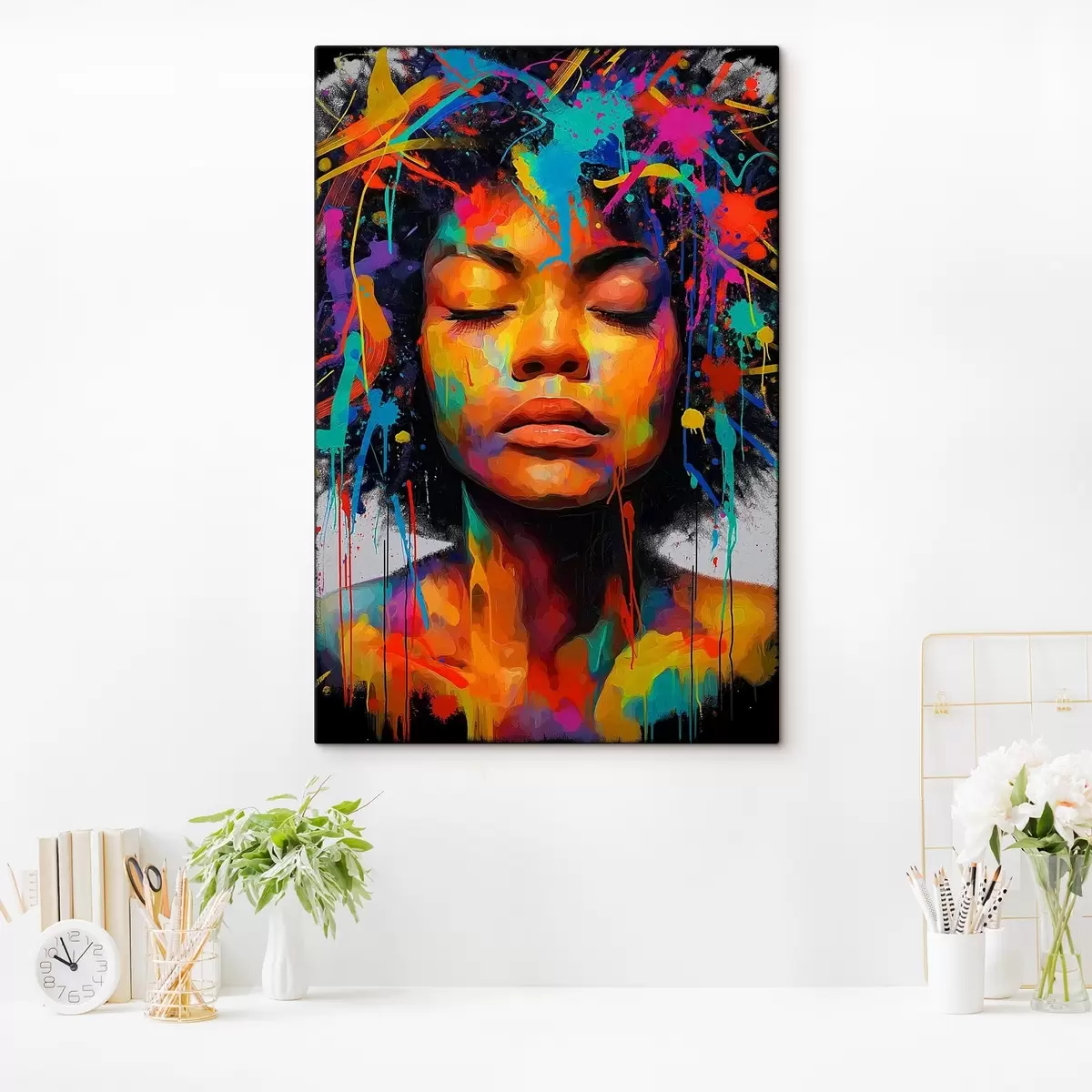 carta da parati Ragazza dai colori vivaci, stile astratto nr. s44618