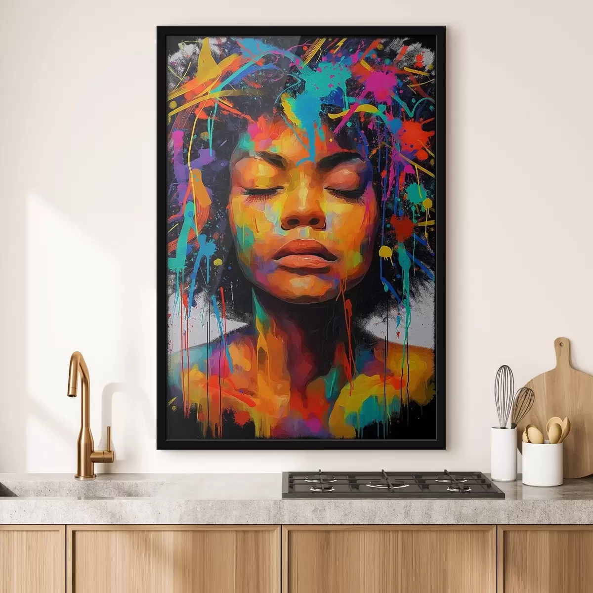 Poster Ragazza dai colori vivaci, stile astratto f44618