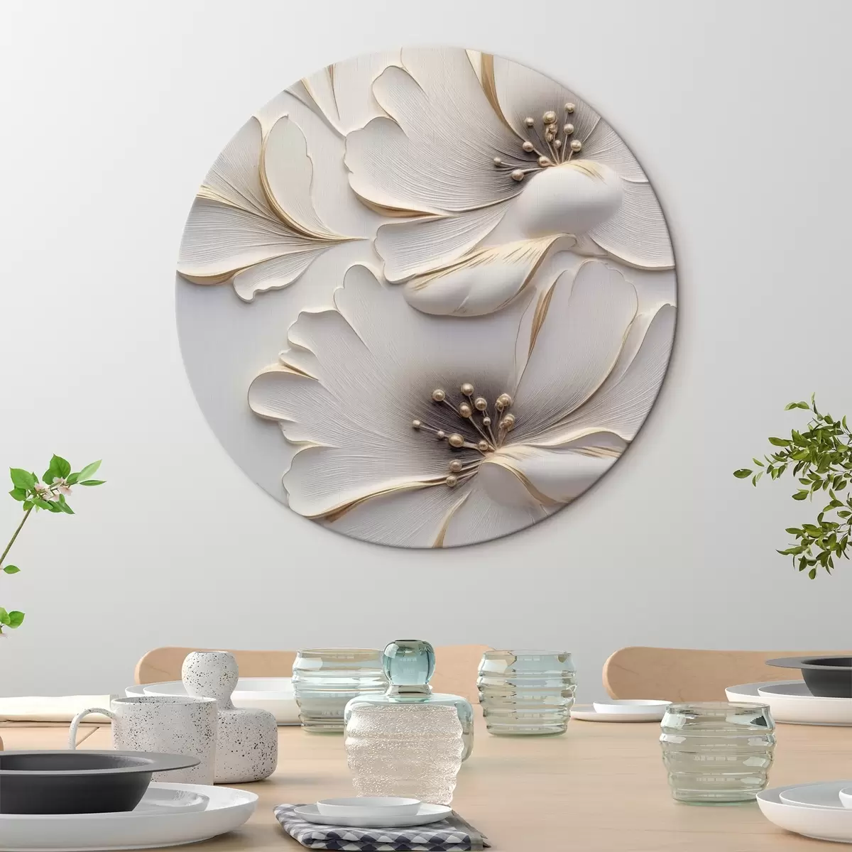 Quadri rotondi Fiori, stile rilievo r44627