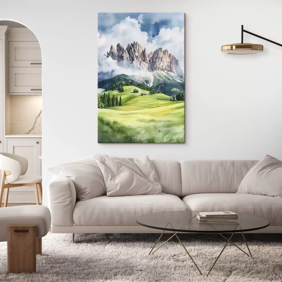 carta da parati Dolomiti, montagne alpine, Italia, paesaggio, acquerello nr. s44601