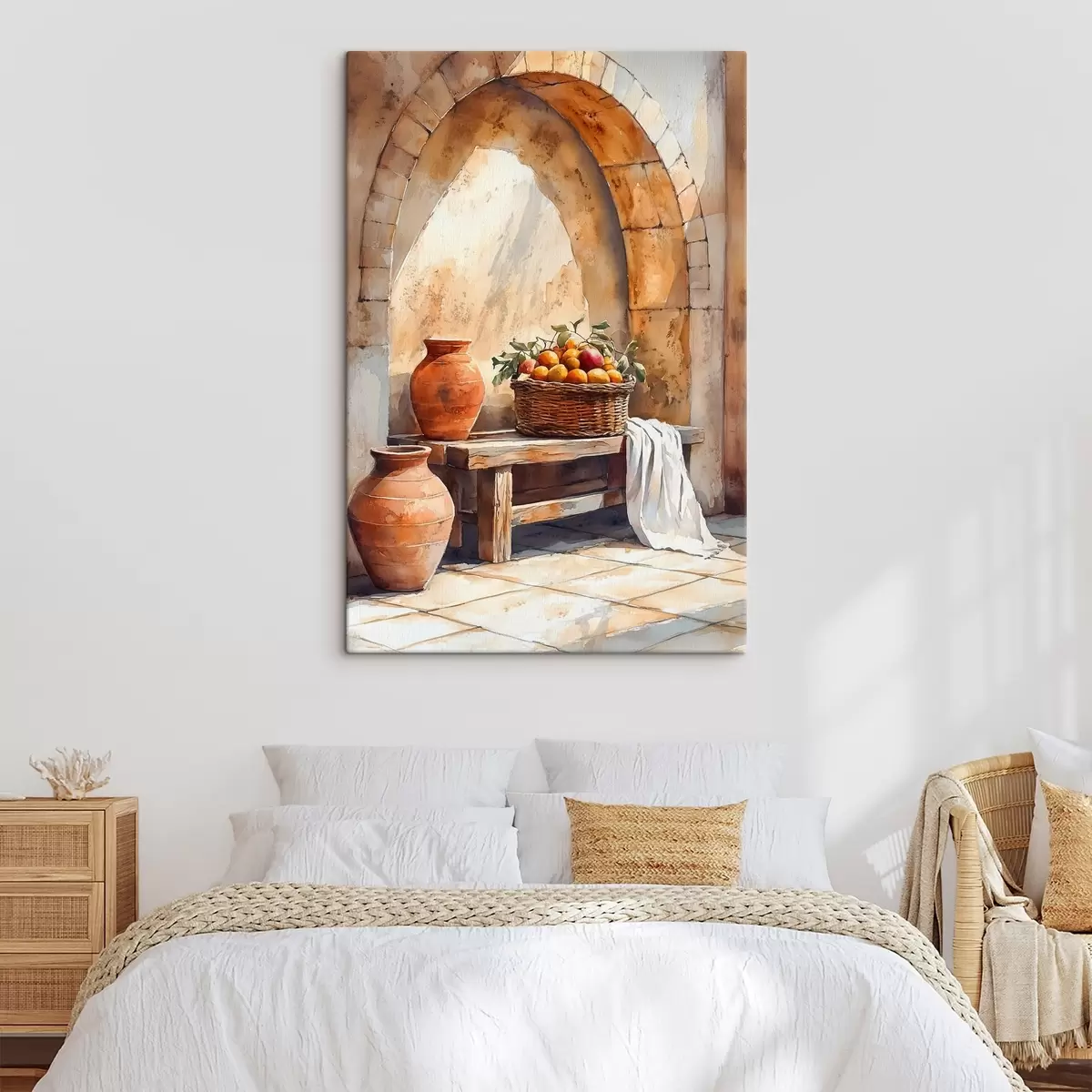 carta da parati Vasi estetici e cesto di vimini con arance, Toscana, stile rustico nr. s44605