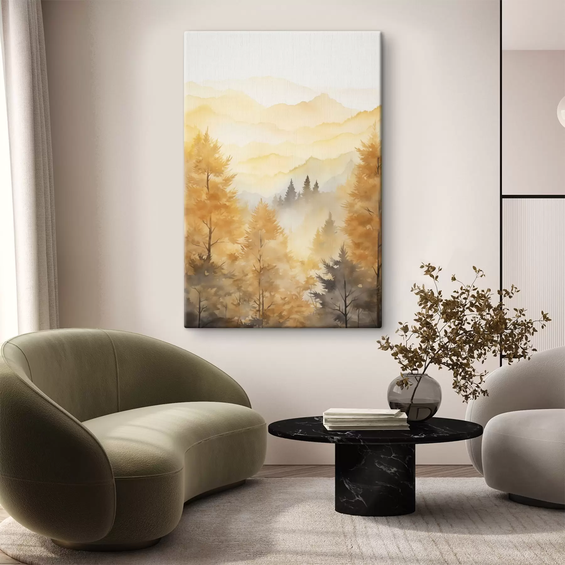 carta da parati Bella foresta autunnale con montagne sullo sfondo  nr. s44614