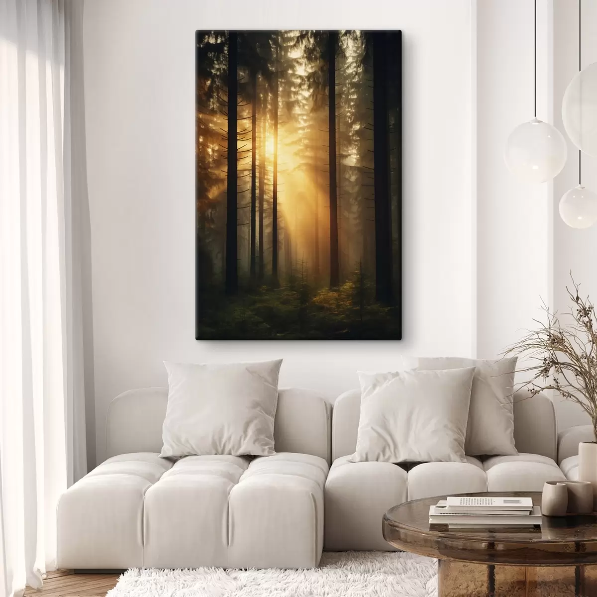 carta da parati Fitta pineta con luce del tramonto, realismo, natura nr. s44615