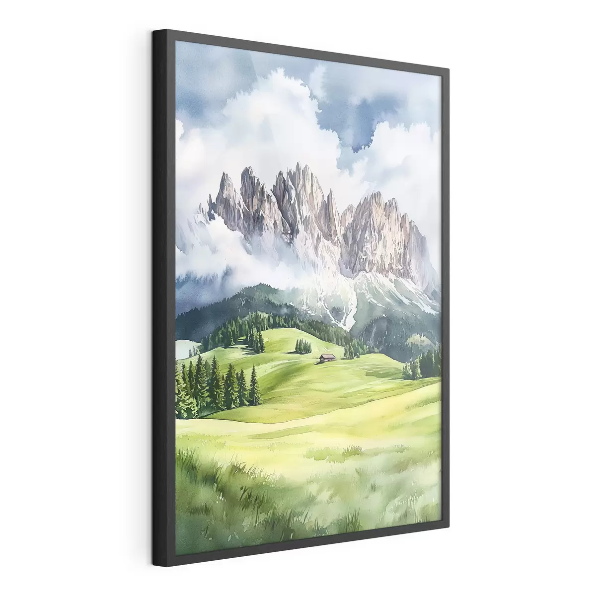 Poster Dolomiti, montagne alpine, Italia, paesaggio, acquerello f44601