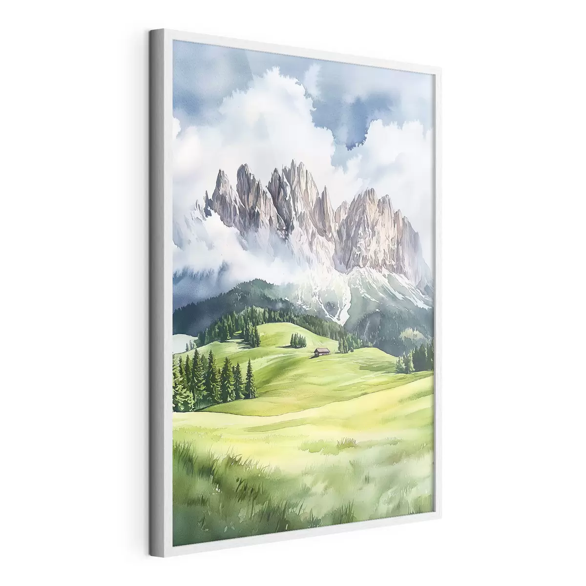 Poster Dolomiti, montagne alpine, Italia, paesaggio, acquerello f44601