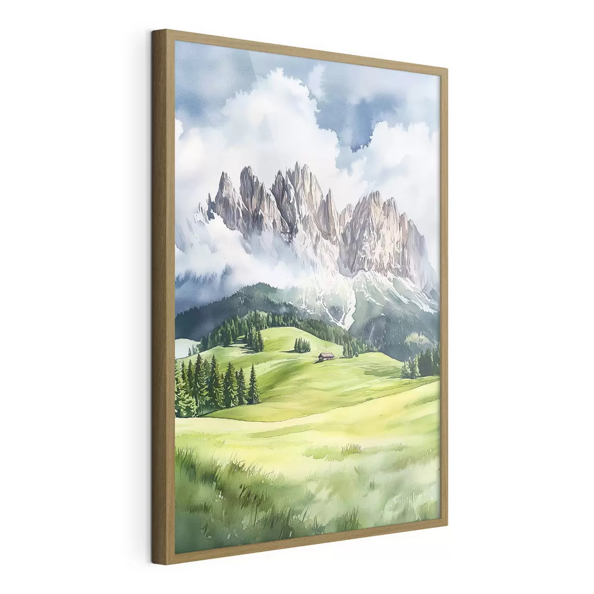 Poster Dolomiti, montagne alpine, Italia, paesaggio, acquerello f44601