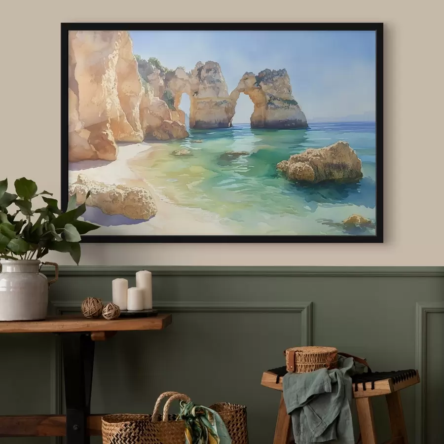 carta da parati Spiaggia oceanica con scogliera, Portogallo, estate, acquamarina nr. f44608