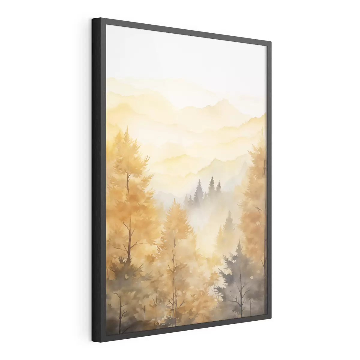 Poster Bella foresta autunnale con montagne sullo sfondo f44614