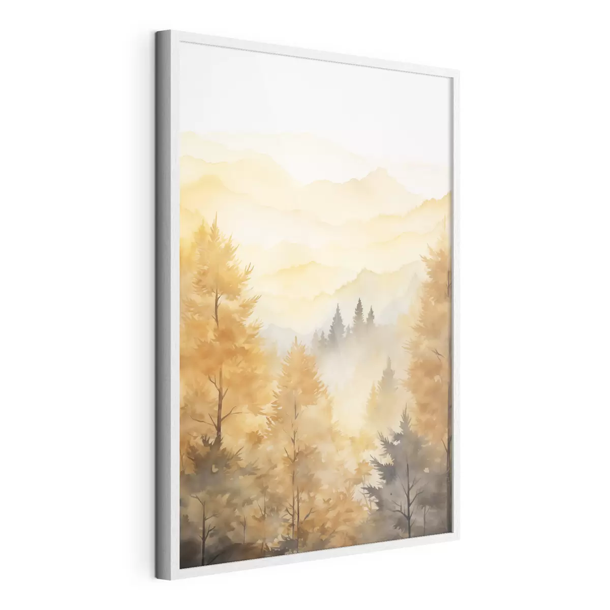 Poster Bella foresta autunnale con montagne sullo sfondo f44614