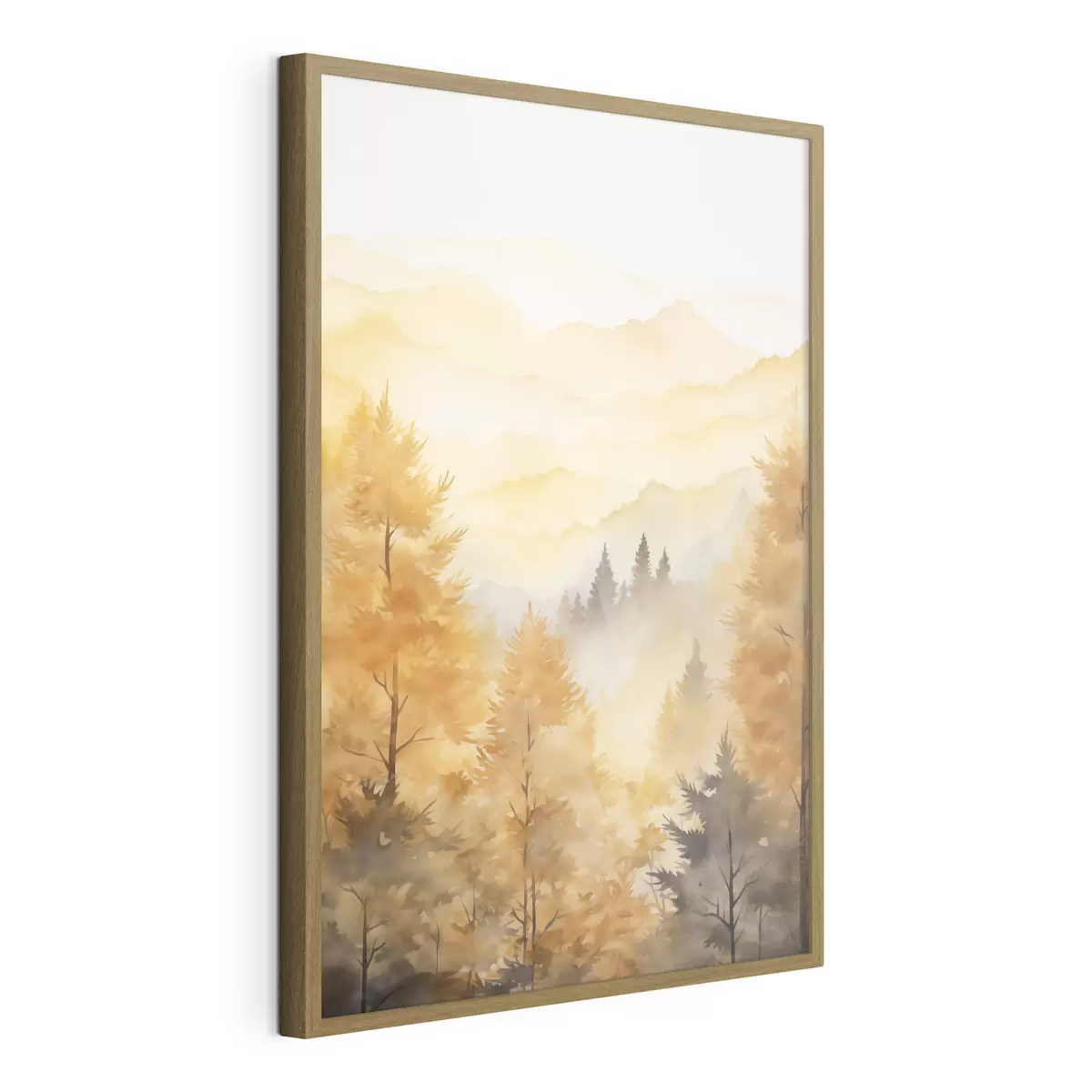 Poster Bella foresta autunnale con montagne sullo sfondo f44614