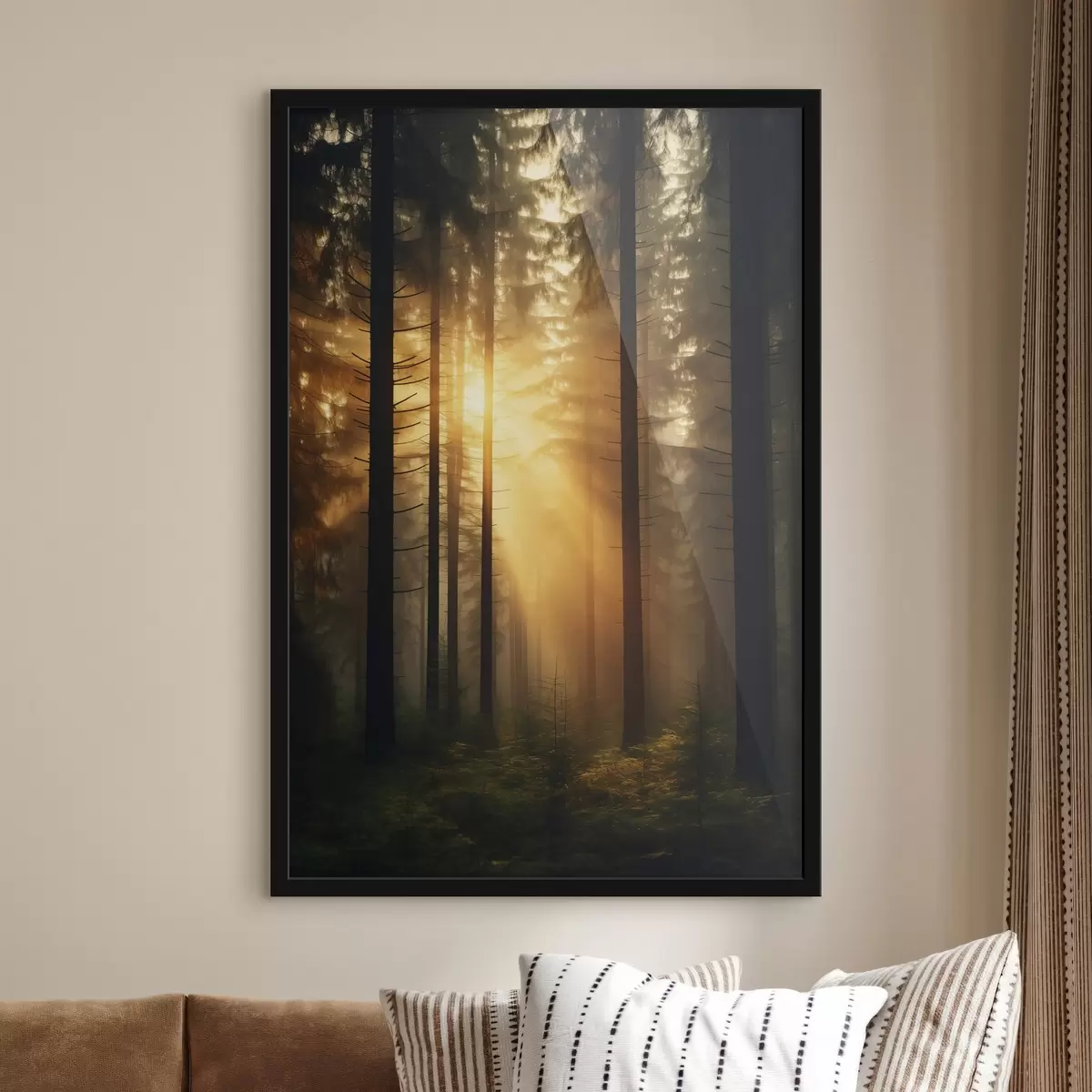 Poster Fitta pineta con luce del tramonto, realismo, natura f44615