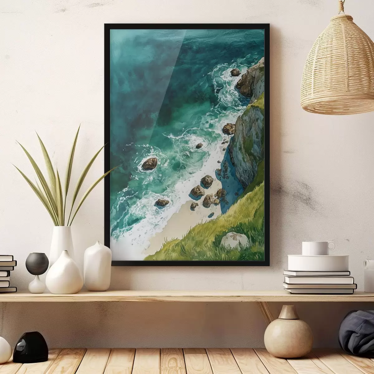 Poster Acqua acquamarina, oceano, scogliere rocciose, Portogallo f44617