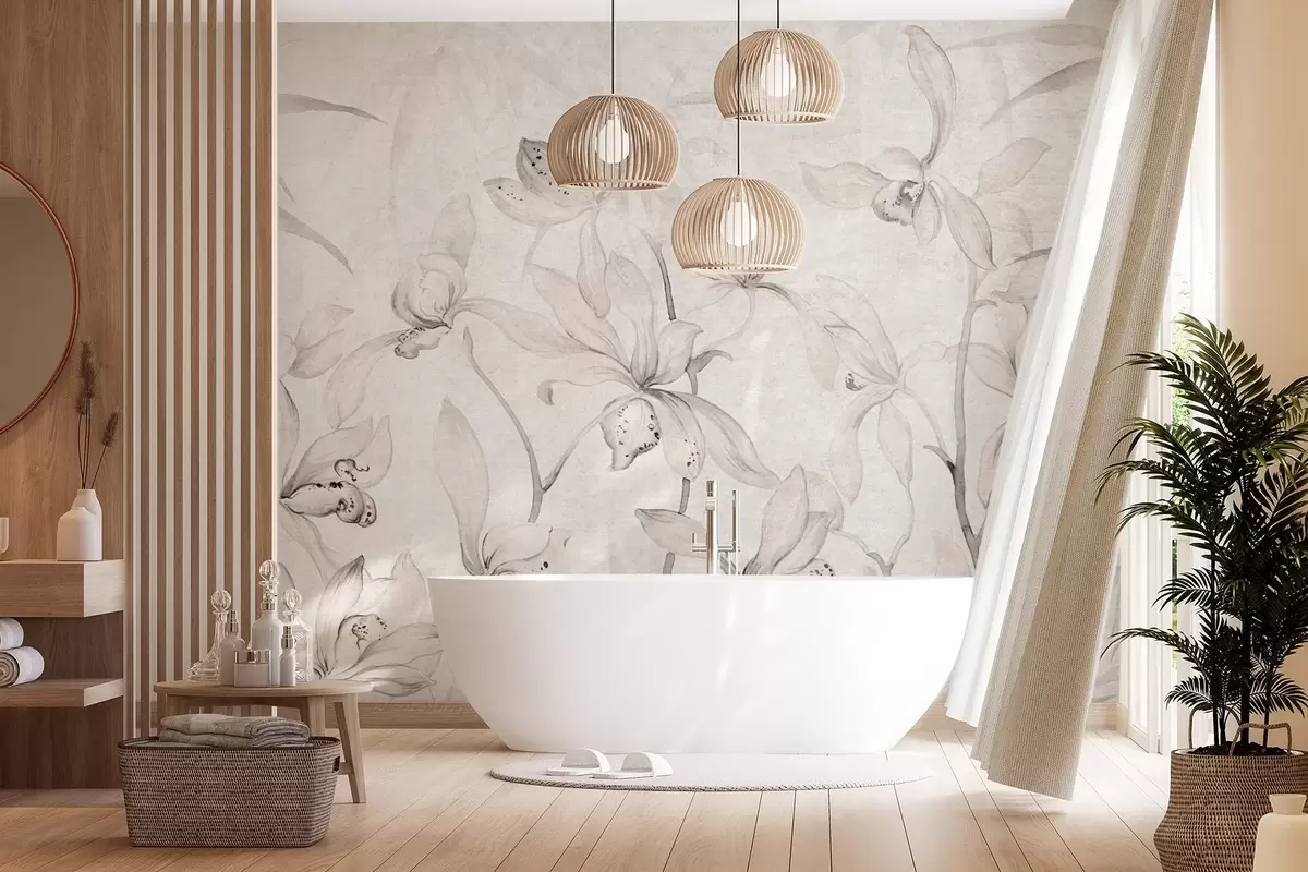 carta da parati Orchidee selvatiche, sfumature di beige nr. w03933v1