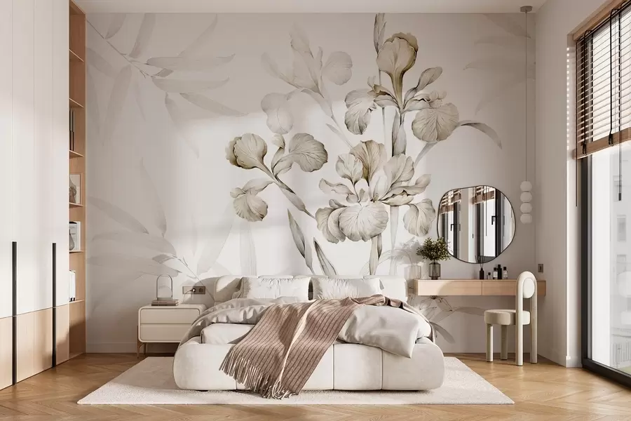 Carta da parati Floreale Iris, sfumature di beige n. w03955v2