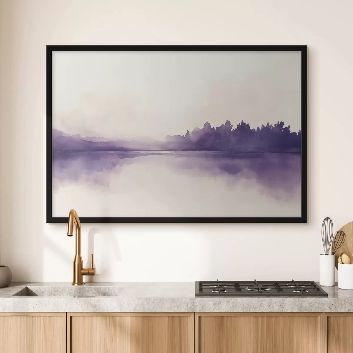 Poster Astrazione di pittura ad acquerello con colore viola f44504