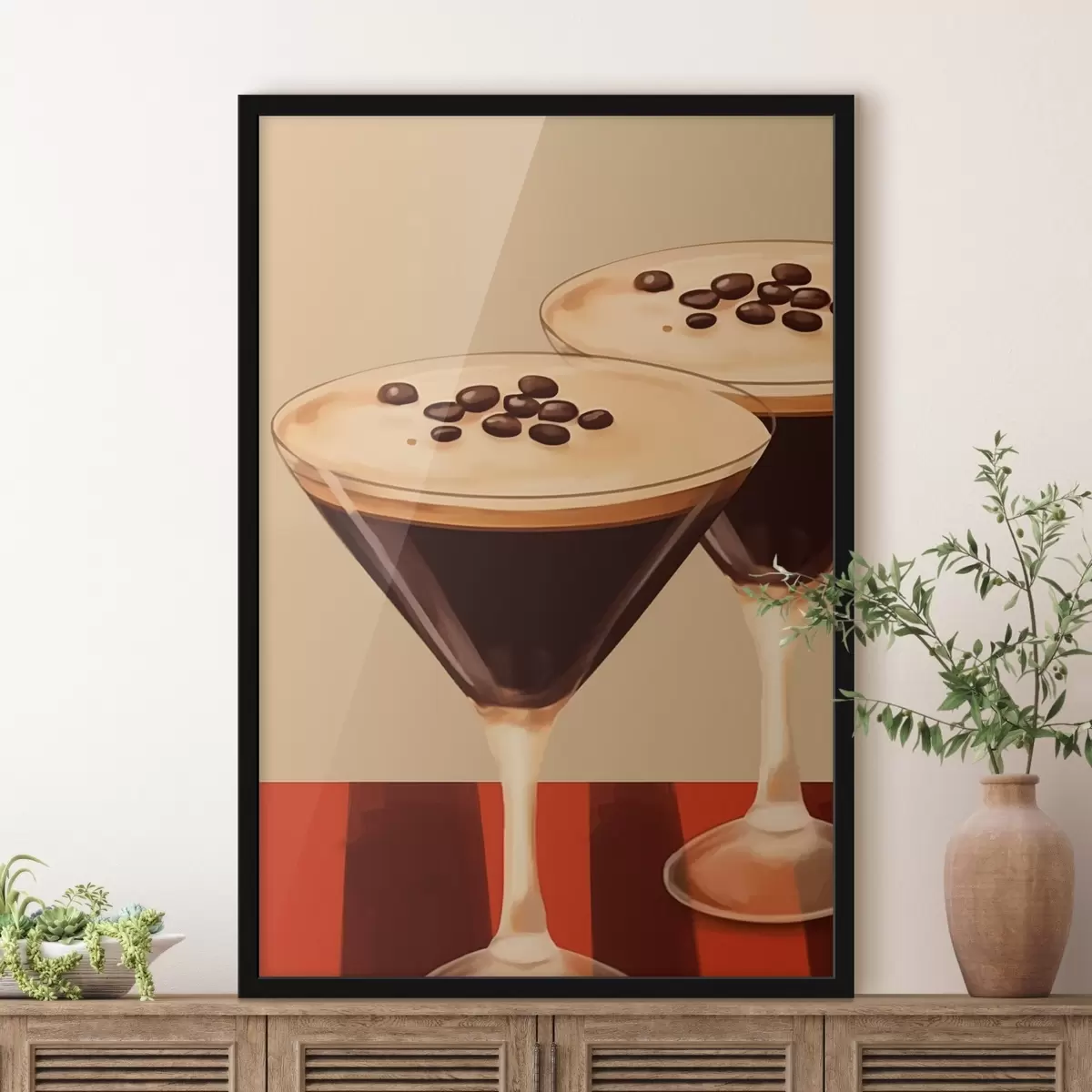 Poster Due cocktail con chicchi di caffè in bicchieri di vetro f44679