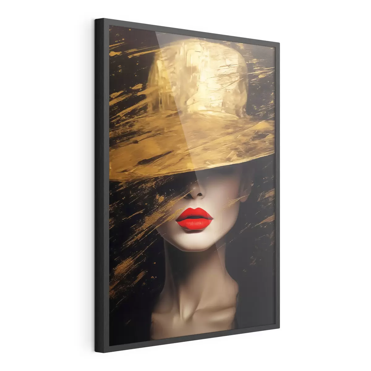 Poster Labbra rosse e cappello dorato f44691