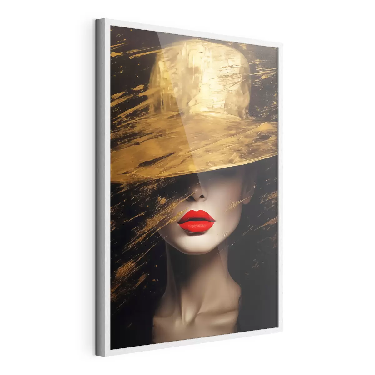Poster Labbra rosse e cappello dorato f44691