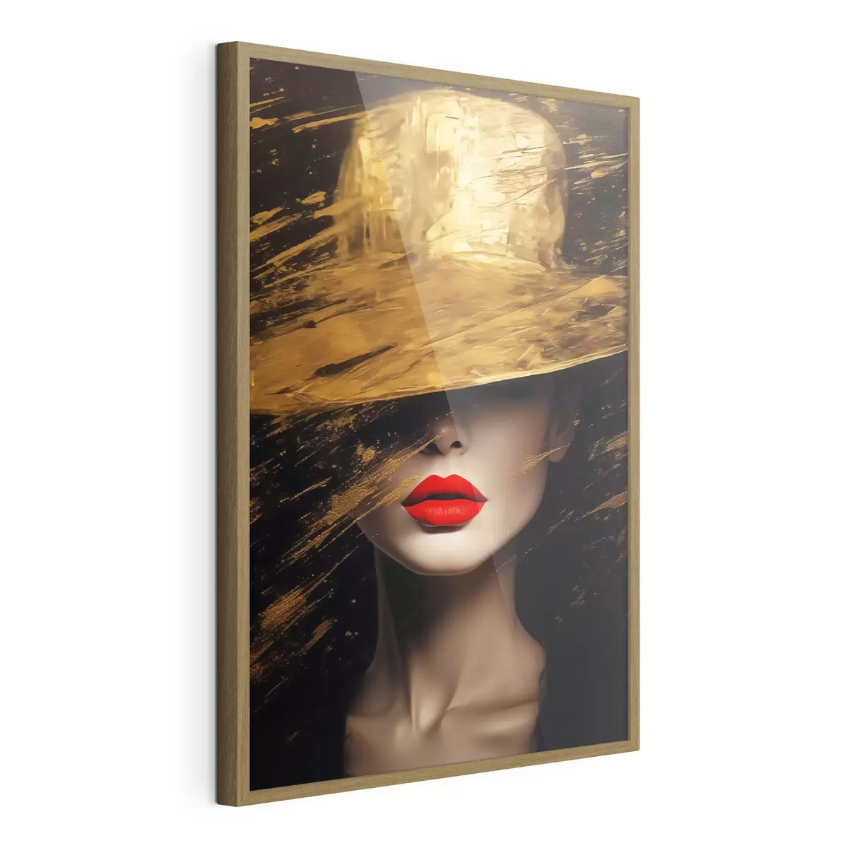 Poster Labbra rosse e cappello dorato f44691