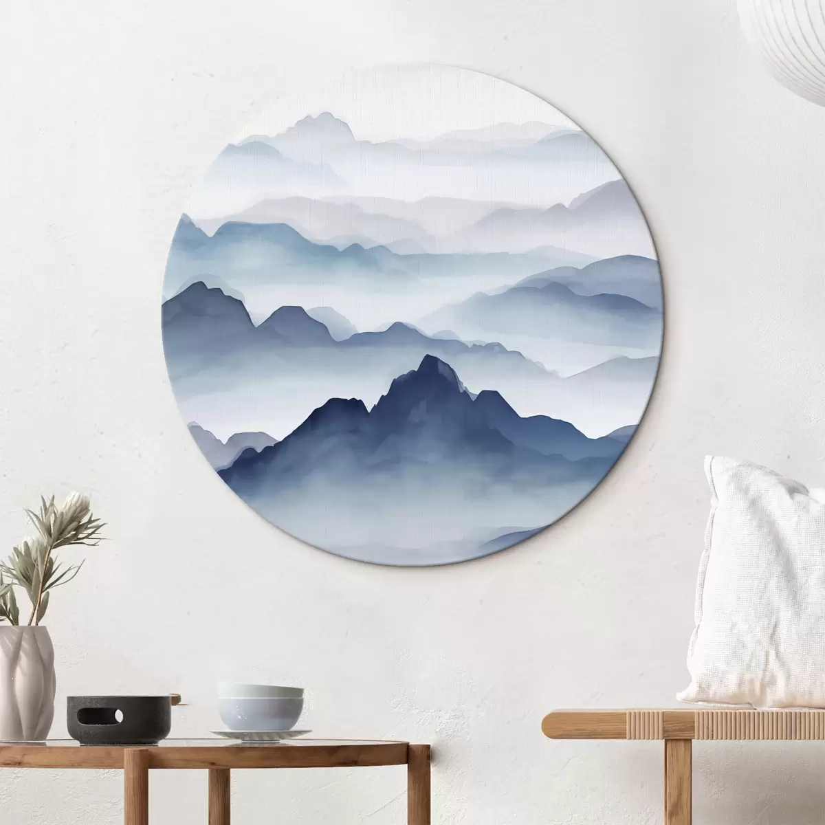 Quadri rotondi Montagne in blu r44685