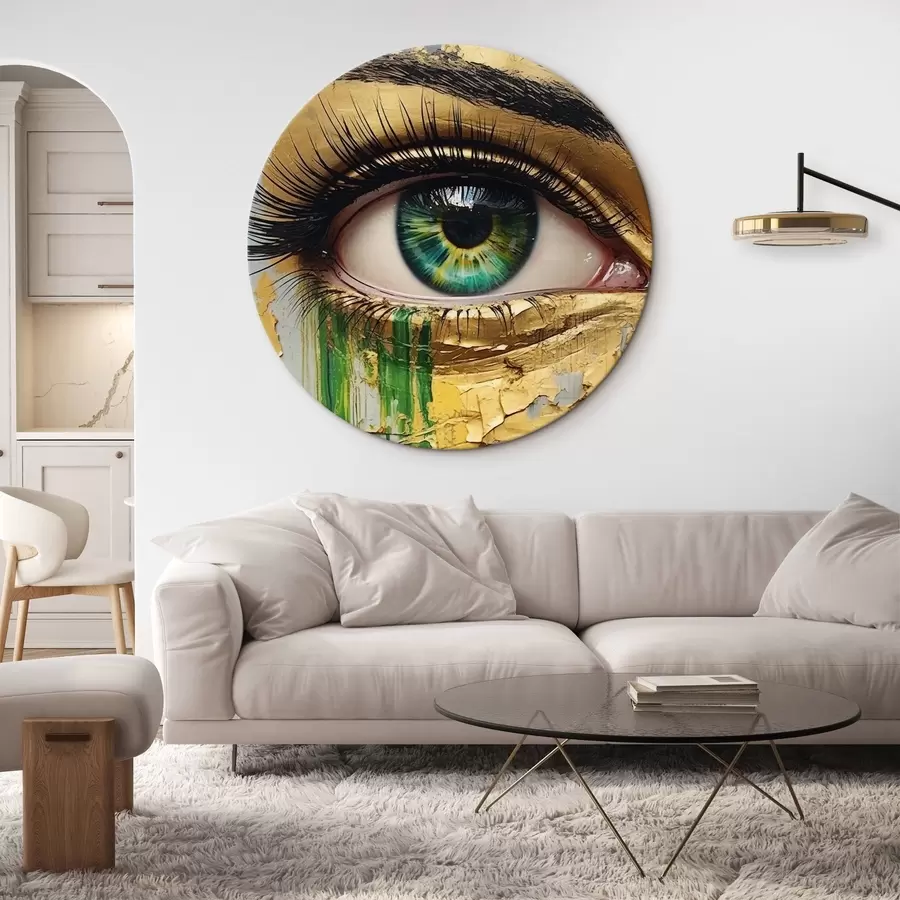 carta da parati Occhio verde su sfondo di vernice screpolata nr. r44690