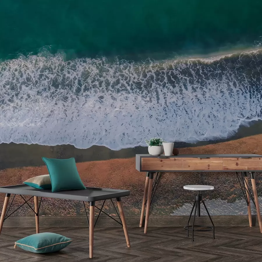 Carta da parati Mare Onde dell'oceano, spiaggia, fotografia aerea, realismo, estate