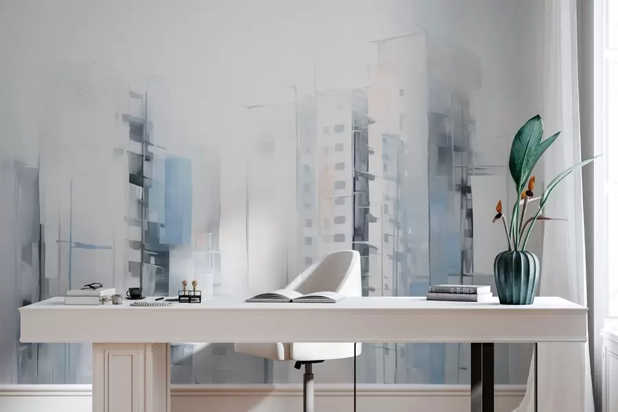 Carta da parati con la vista di città Pittura astratta di imitazione del paesaggio urbano 