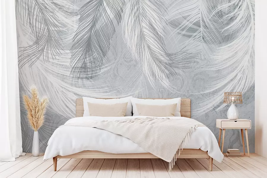 carta da parati Delicate piume dalle sfumature blu nr. w04102v1