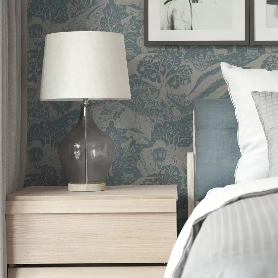 carta da parati Bosco fatato con animali nello stile dell'illustrazione per bambini nr. a00172