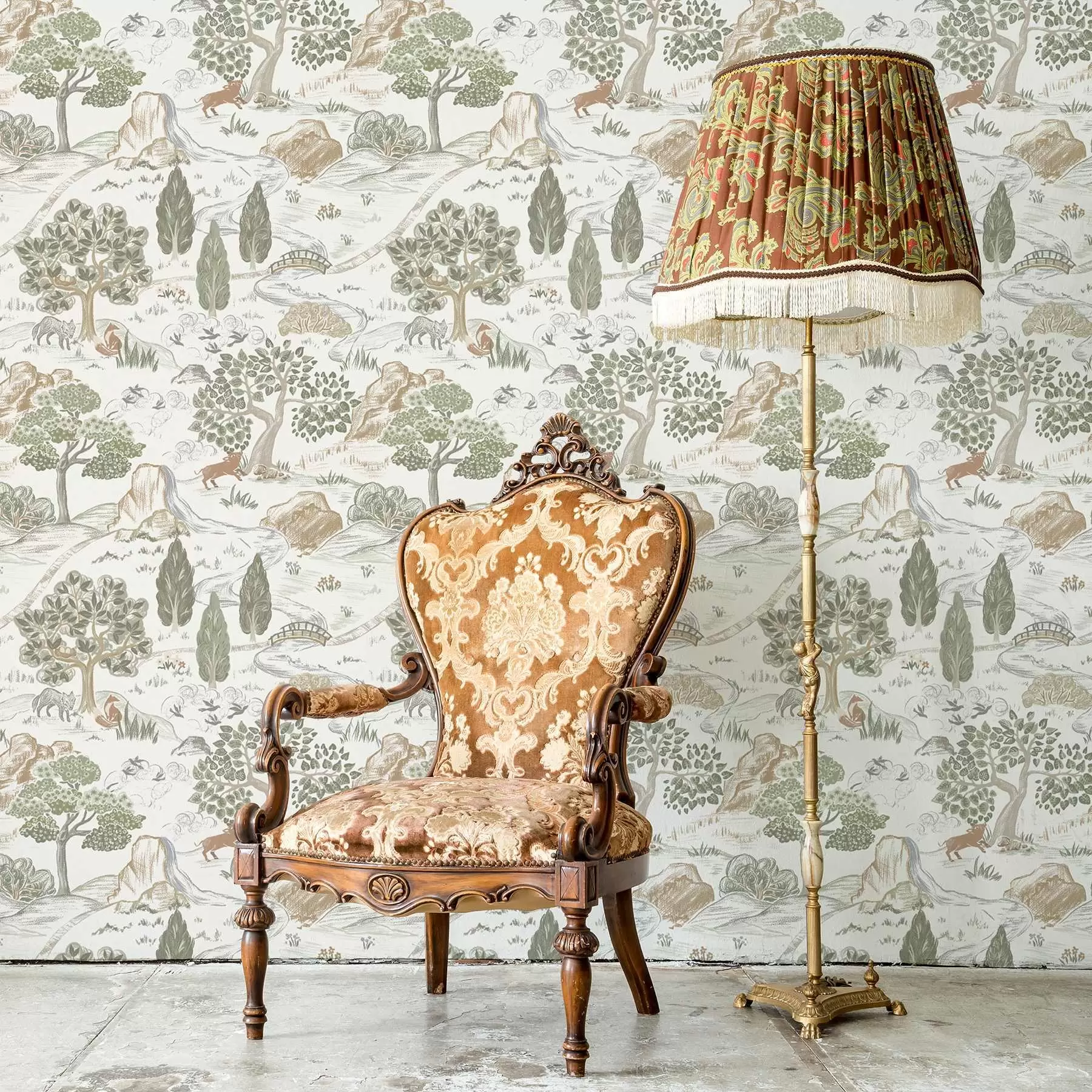 carta da parati Mappa fiabesca della natura con animali e alberi nr. a00177