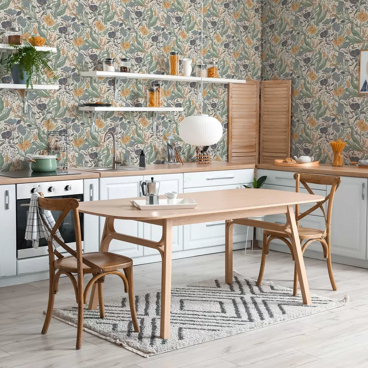 Carta da parati Illustrazione disegnata a mano di fiori di campo in colori caldi a00180