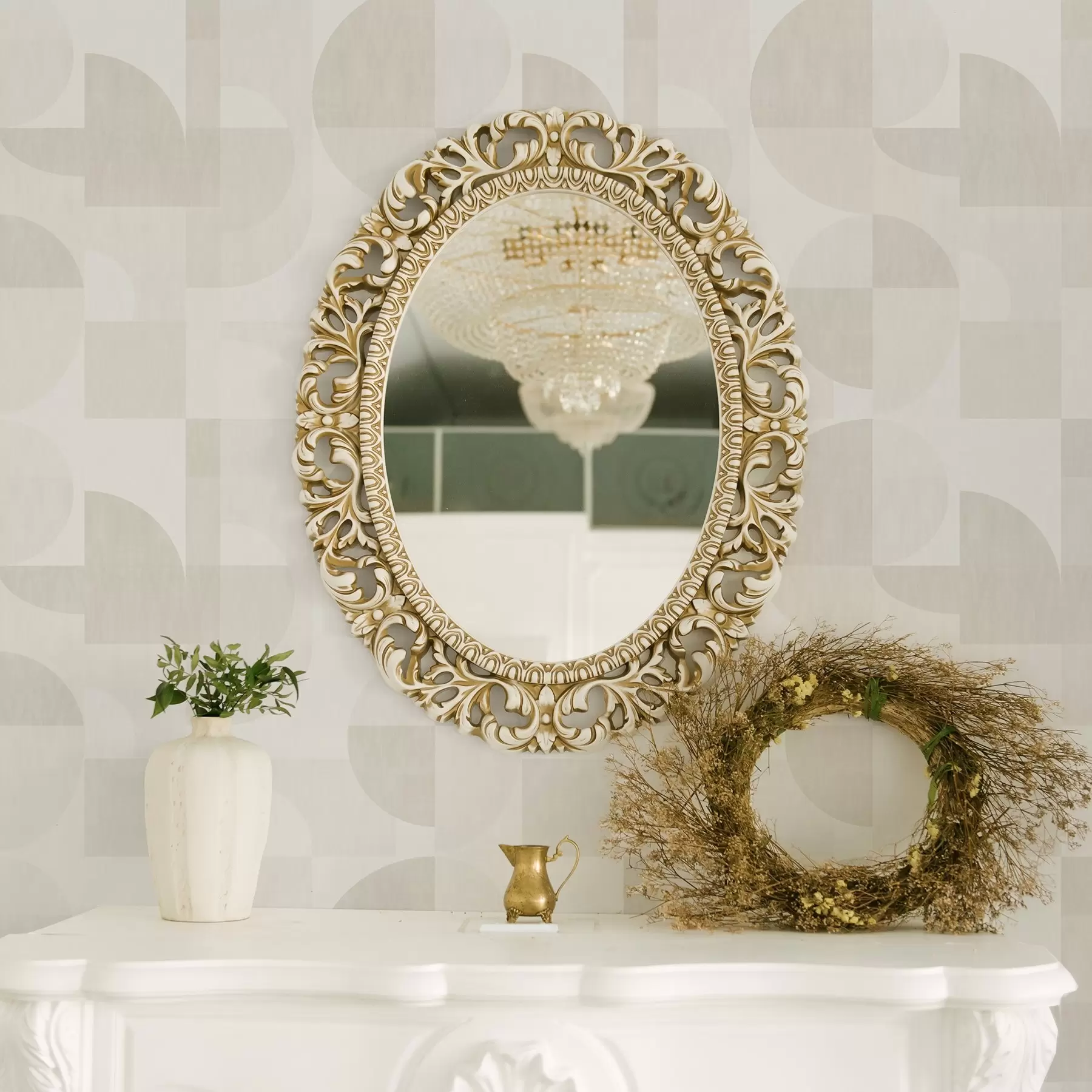 carta da parati Geometria minimalista in una palette di colori crema chiaro nr. a00189