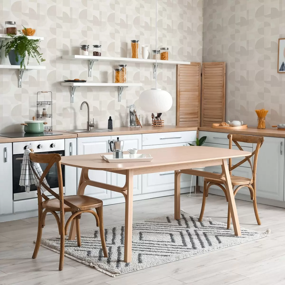 Carta da parati Geometria minimalista in una palette di colori crema chiaro a00189