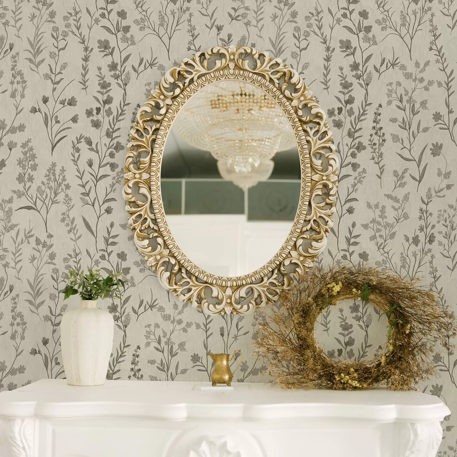 carta da parati Erbe da prato monocromatiche in stile vintage nr. a00192