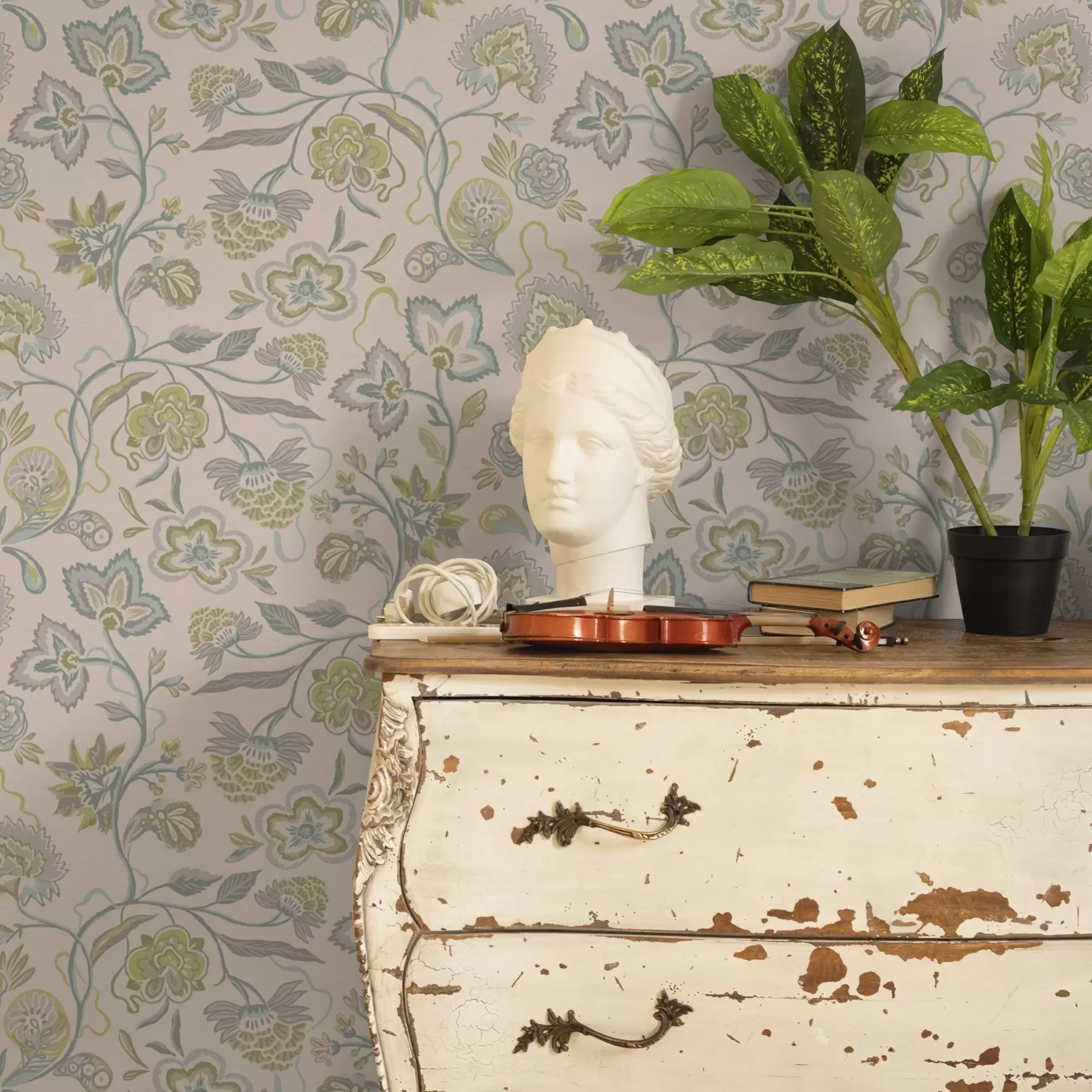carta da parati Fiori ornamentali in colori pastello, stile vintage nr. a00222