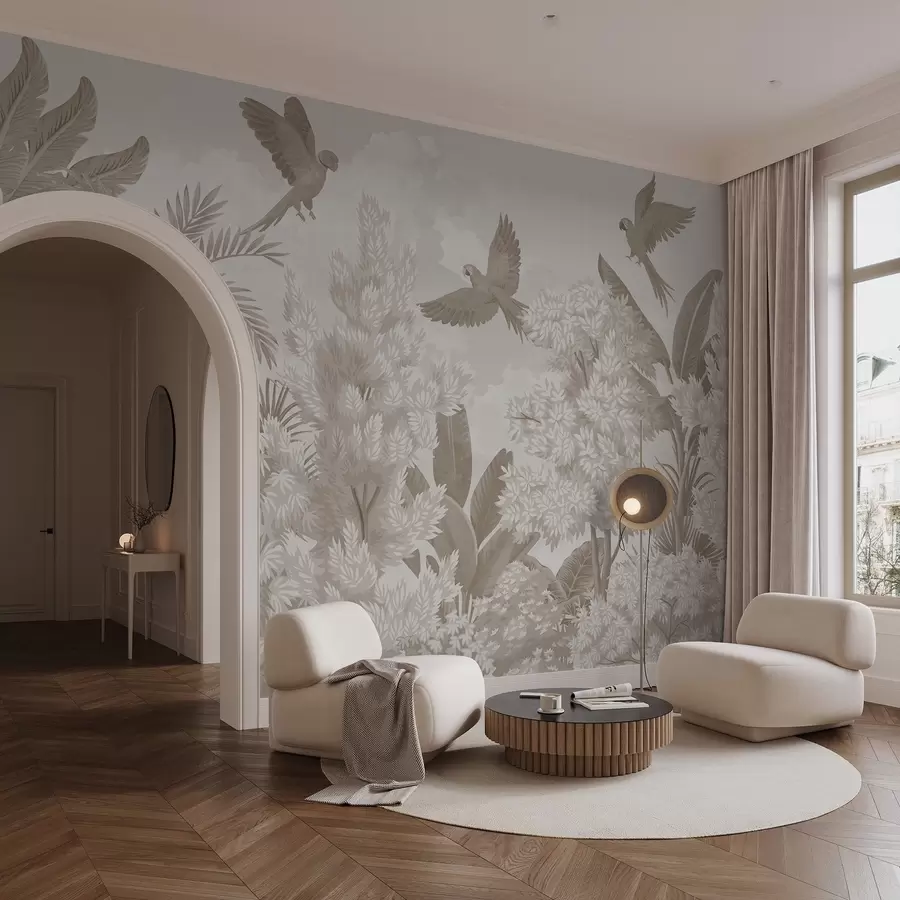 Carta da parati nature Pappagalli nella giungla 