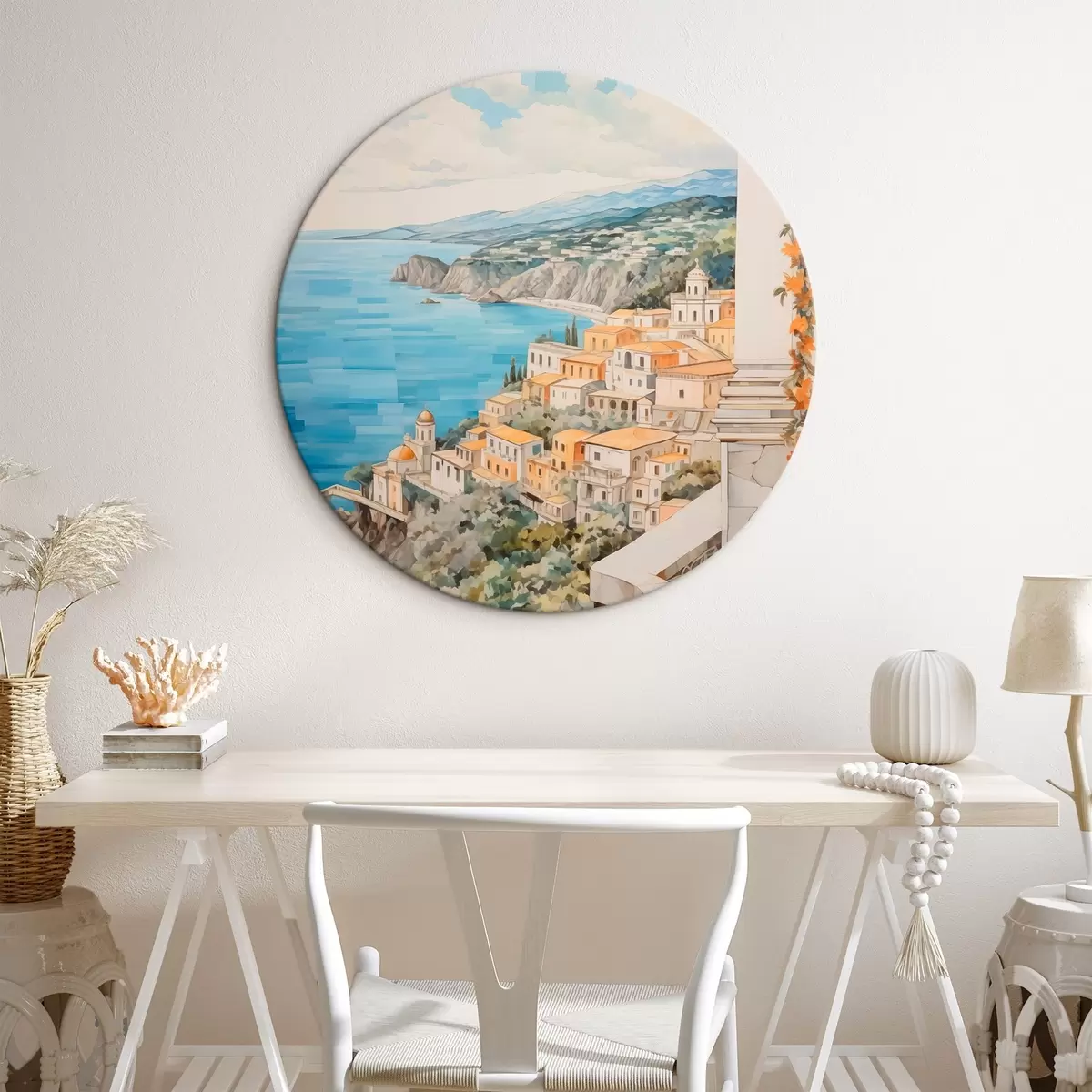 Quadri rotondi Città sul mare r44694