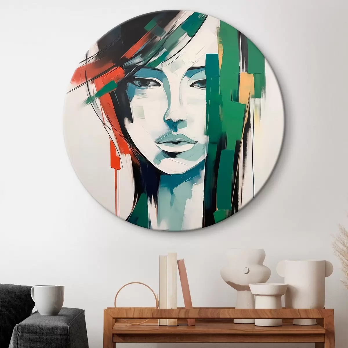 Quadri rotondi Ritratto luminoso imitazione della pittura r44698