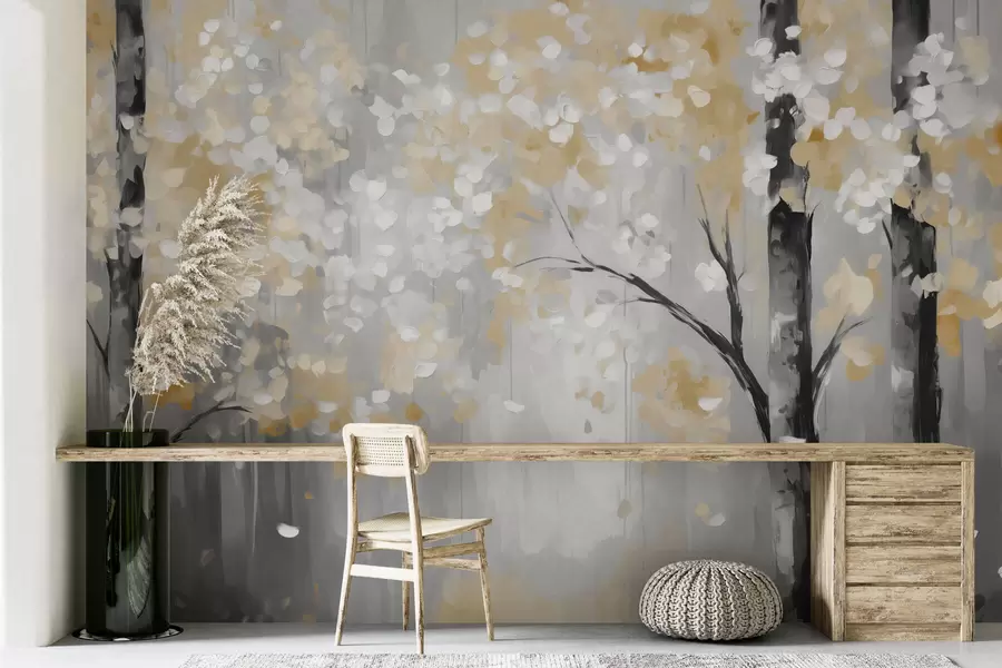 carta da parati Alberi astratti con tratti di imitazione nr. w04017