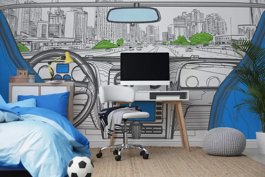 Carta da parati Tecnica e trasporto Vista di contorno da un'auto n. w04109v1