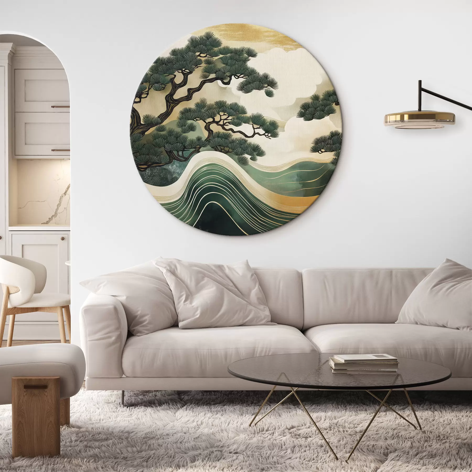 carta da parati Paesaggi astratti con pini, stile cinese nr. r44720